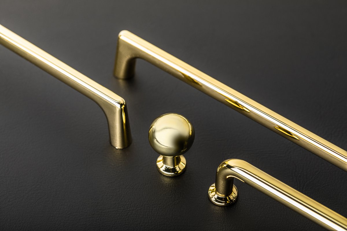 NORD zamak handle, C=128 mm, gold, brushed - GTV